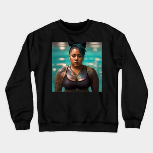 Summer Vibes, Curvy Summer, Beautiful Superwoman, Swimmer Athlete. Female are strong. Sticker Crewneck Sweatshirt